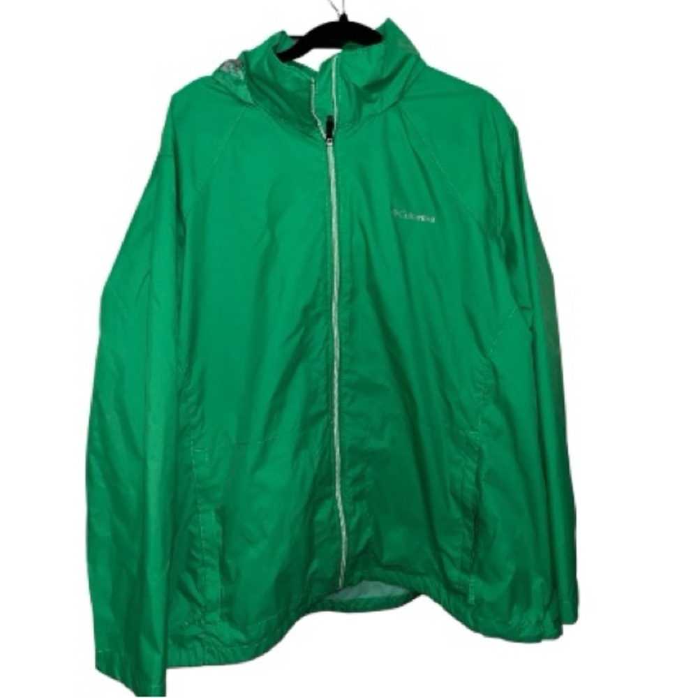 Columbia Green Lightweight Windbreaker Jacket Women’s Size 3X Hooded Full Zip